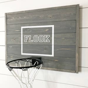 Rustic basketball goal, personalized basketball goal, basketball hoop, wood, wood backboard,dark gray image 2