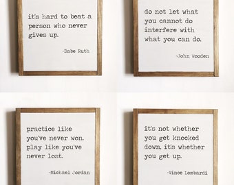 Sports quote set of 4, sports decor, kids decor, motivational quotes