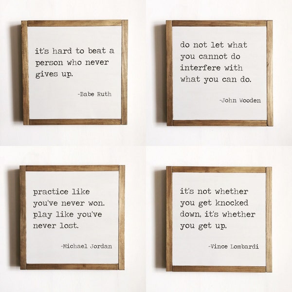 Sports quote set of 4, sports decor, kids decor, motivational quotes