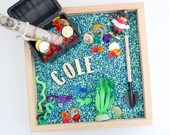 Kids Sensory Kit, Pirate sensory bin, montessori play kit, ocean mix personalized sensory kit, personalized sensory tray under the sea