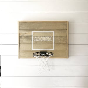 Rustic basketball goal, personalized basketball goal, basketball hoop, wood sports decor, wood backboard, weathered oak image 2