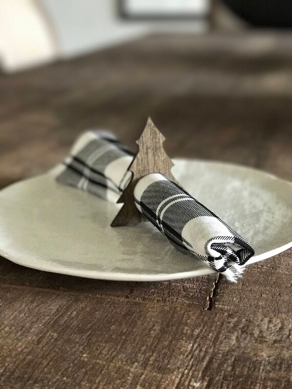 Tree napkin ring wood napkin ring Christmas table decor Etsy