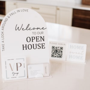 Custom realtor open house sign, open house information holder for realtors, realtor promotional products, realtor welcome sign