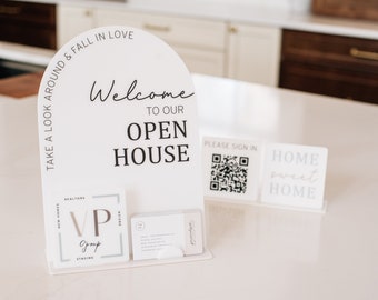 Custom realtor open house sign, open house information holder for realtors, realtor promotional products, realtor welcome sign