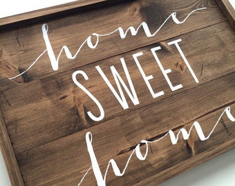 Home sweet home sign, rustic wood sign, wood decor