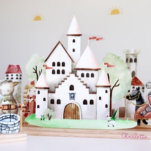 Castle princess and knights playscape, imagination scene setter, castle shelf decor, nursery decor image 3