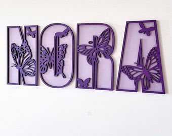 Custom Butterfly Name Sign: Layered Wood Nursery Decor