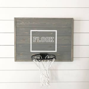 Rustic basketball goal, personalized basketball goal, basketball hoop, wood, wood backboard,dark gray image 1