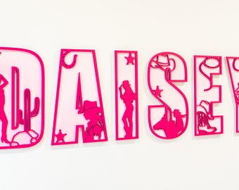 Layered Cowgirl Nursery Name Sign: Wild West Wood Decor