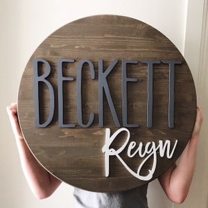 Round name sign, NO LETTER LIMIT, 24" round sign, nursery name sign