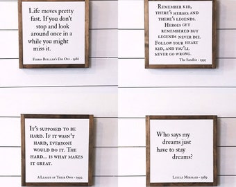 Movie quote set of 4, sports decor, kids decor, motivational quotes, nursery decor, 90's movies