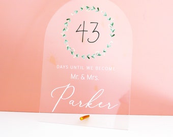 Acrylic days until wedding countdown dry erase desktop sign