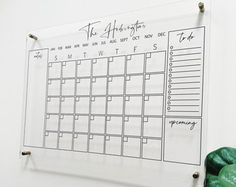 Personalized acrylic calendar Dry erase family calendar household organization office wall decor