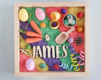 Personalized Easter Sensory Kit: Montessori Play with Dyed Rice
