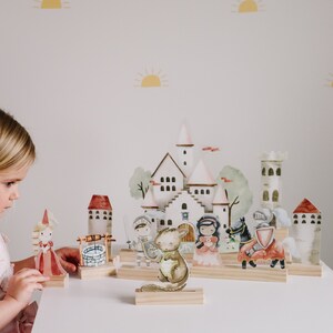 Castle princess and knights playscape, imagination scene setter, castle shelf decor, nursery decor image 8