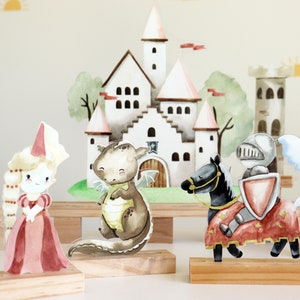 Castle princess and knights playscape, imagination scene setter, castle shelf decor, nursery decor image 7