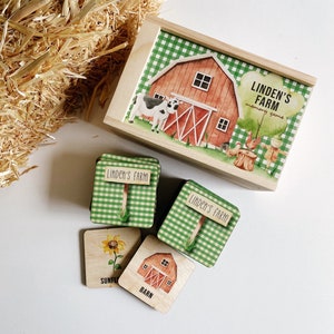 Personalized Farm Memory Game: Montessori Wood Toy