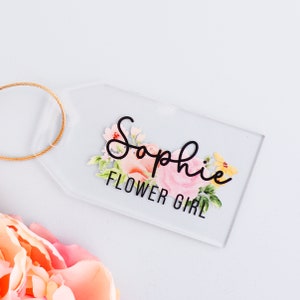 Personalized Acrylic Flower Girl Gift Tag: Bridesmaid Proposal Bag Charm