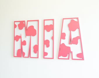 Cowhide Nursery Name Sign: Layered Wood, Cowboy Decor