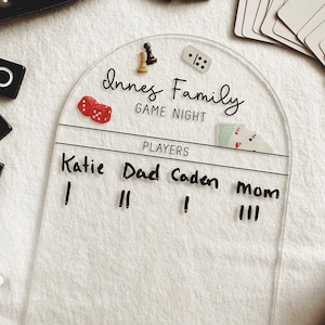 Family game night score tracker, personalized game night score card image 3