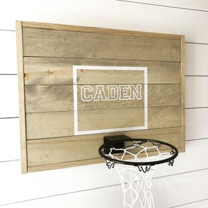 Rustic basketball goal, personalized basketball goal, basketball hoop, wood sports decor, wood backboard, weathered oak image 3