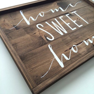 Home sweet home sign, rustic wood sign, wood decor image 2