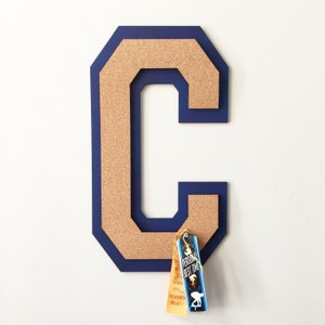 Varsity letter cork board, name sign, initial, wood letter, kids room organization, Dorm decor