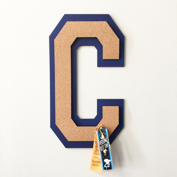 Varsity Letter Cork Board Name Sign Initial Wood Letter Kids Room Organization Dorm Decor