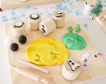 Outerspace solar system playdough stamps, sensory kit tools