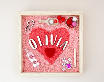 Valentine's Day themed sensory kit personalized for great kids gifts