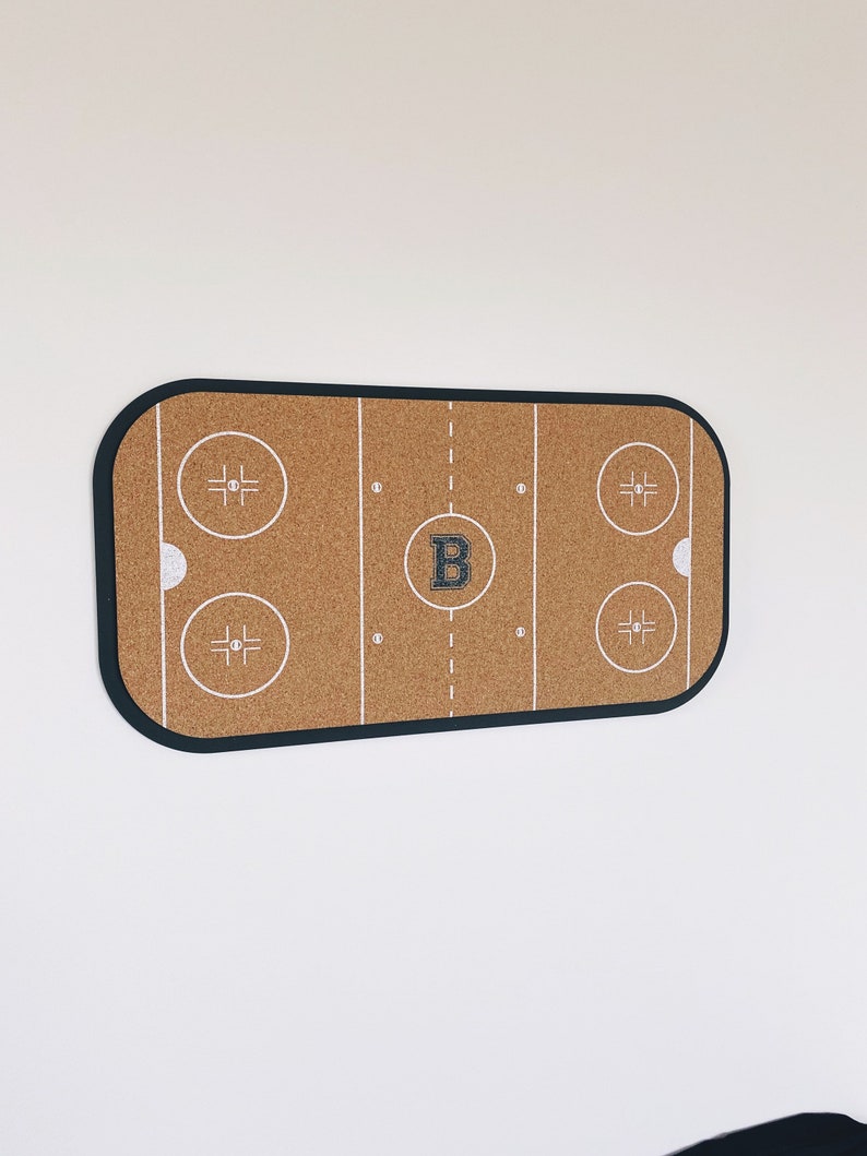 Hockey cork board, personalized hockey sign, message board, personalized message board, bulletin board sport decor image 1