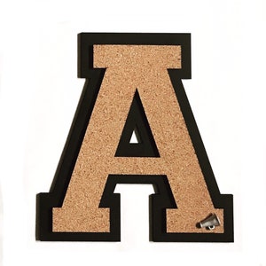 Varsity letter cork board, name sign, initial, wood letter, kids room organization, Dorm decor