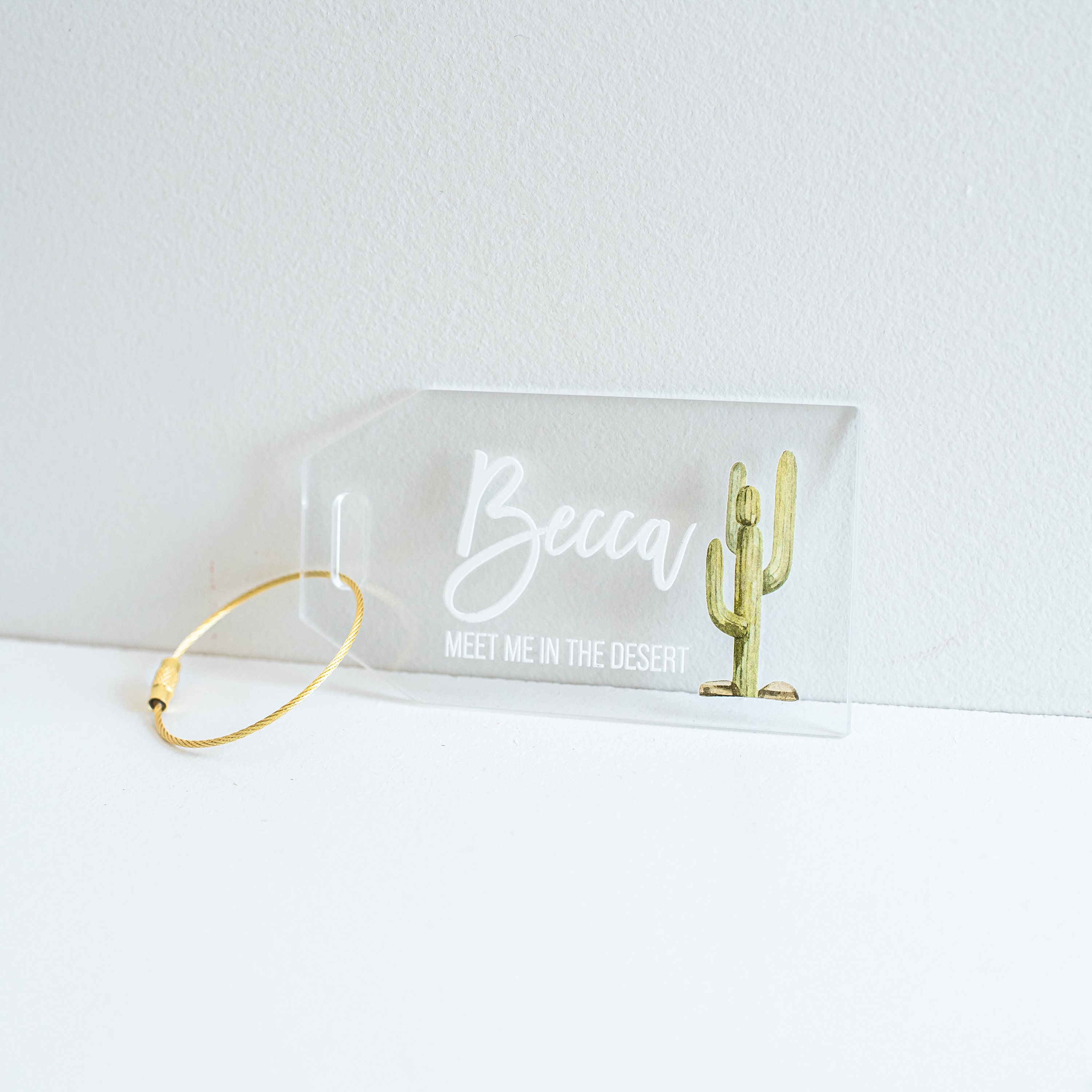 Cactus personalized luggage tag, acrylic luggage tag, bachelorette gift, place setting, bridesmaid gift, bridesmaid proposal, bag charm