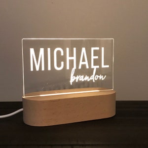 Personalized night light, kids decor, nightlight, led light, nursery decor image 1