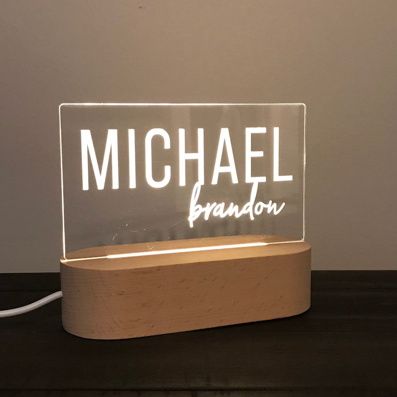 Personalized night light, kids decor, nightlight, led light, nursery decor image 1