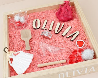 Personalized Princess Sensory Kit: Montessori Play with Pink Rice
