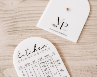 kitchen conversion chart magnet with business log, new home gift, realtor logo promotional products, housewarming gift, closing gift