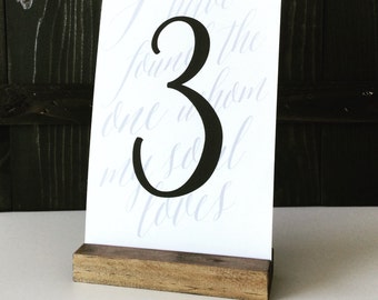 Set of 20, Table number holder, acrylic holder, wood sign holder, menu holder, wood table number, wood card holder