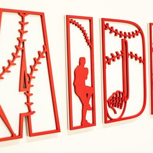 Name sign, nursery name sign, baseball name sign for kids room, cut out name sign, layered name sign