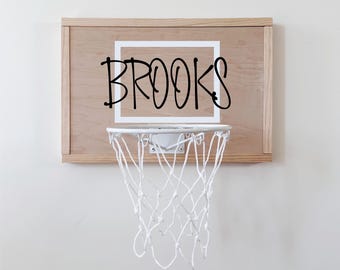 Personalized Mini Wood Basketball Hoop: Kids Room Decor, Sports Gift Natural