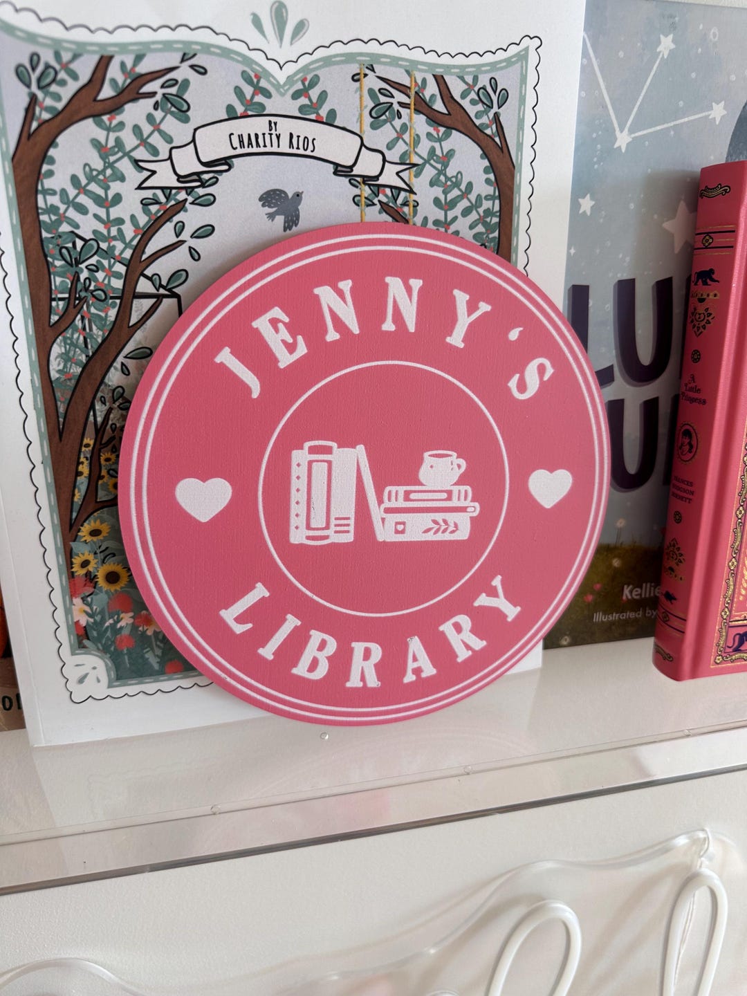 Personalized Library Sign, Book Shelf Decor, Book Lover Gifts, Kids ...