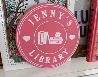 personalized library sign, book shelf decor, book lover gifts, kids room reading nook