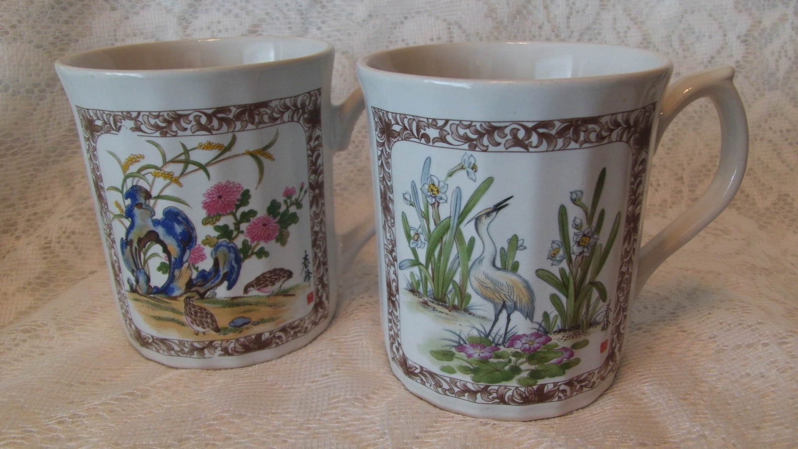 2 Vintage Oriental Made in Japan Glazed Ceramic Coffee Cups Etsy