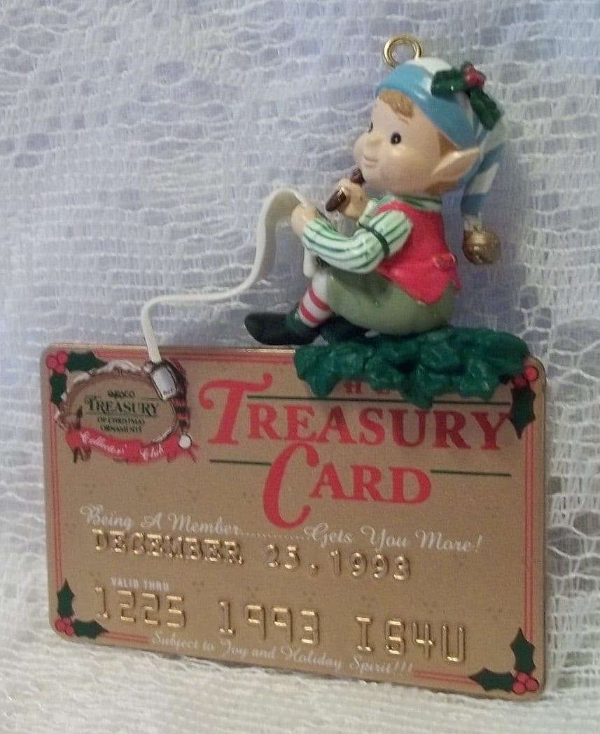 Vintage Enesco Christmas Ornament the Treasury Card Credit Etsy UK