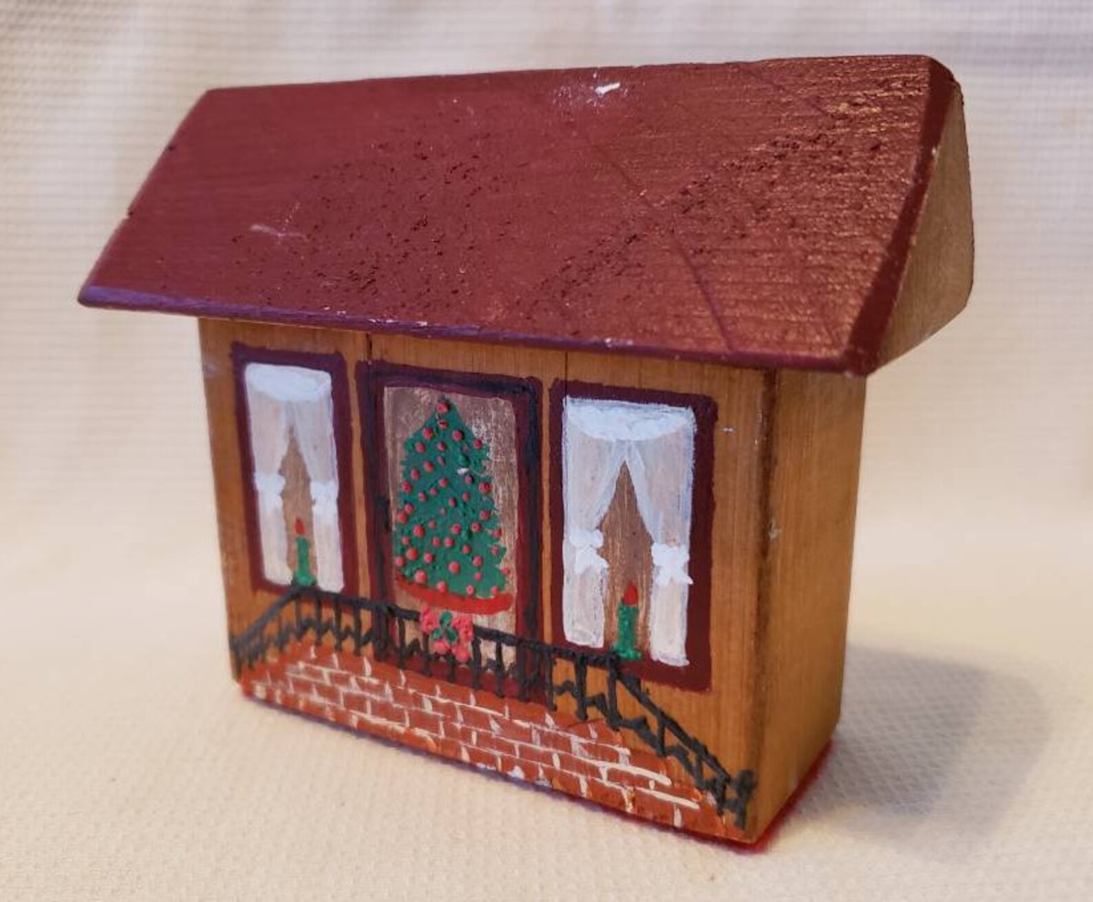 Vintage Wooden Block Christmas House & Christmas Tree Etsy España