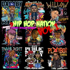 9hip hop Nation t-shirt design bundle (mockups included)