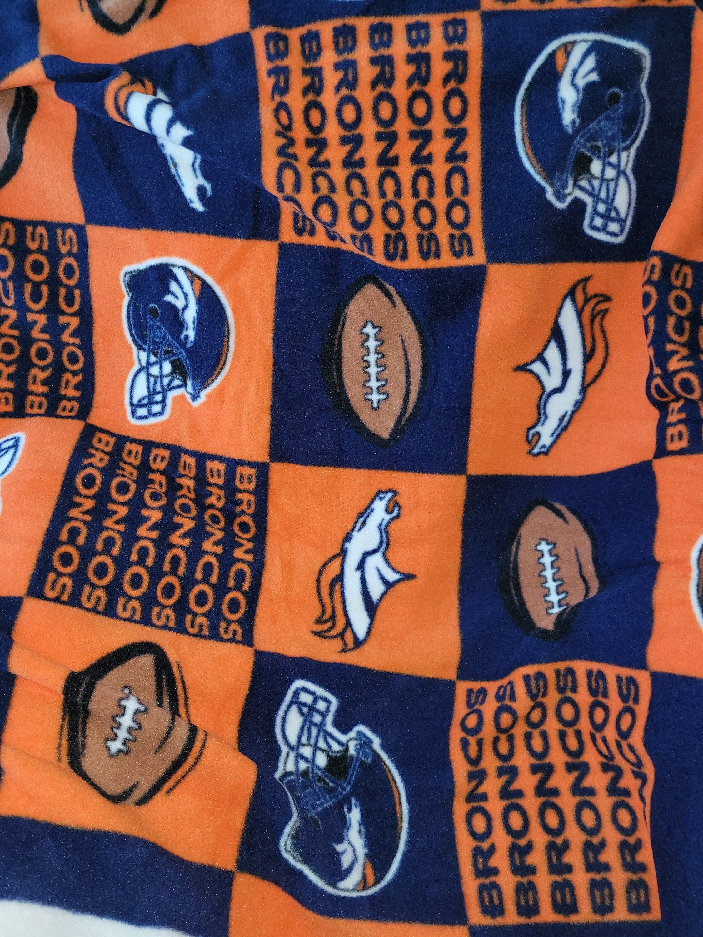 NFL Denver Broncos Material by the Yard Enough to Make a Blanket A Couple  Scarves or Mittens 