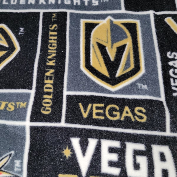 NHL Las Vegas Golden Knights Block fleece Fabric cut By The Yard, 58 x 36 make your own scarves no sew blanket pillows mittens jackets