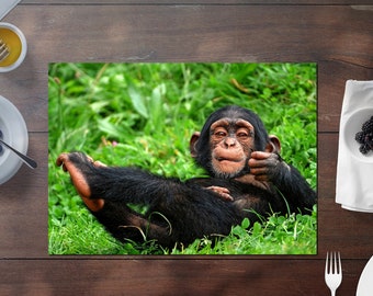 Plastic Placemat chimpanzee monkey A3 Size Washable Table Decor