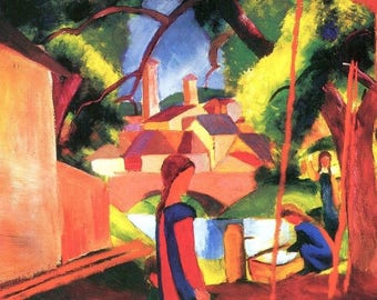 Laminated placemat Macke Children at the Well